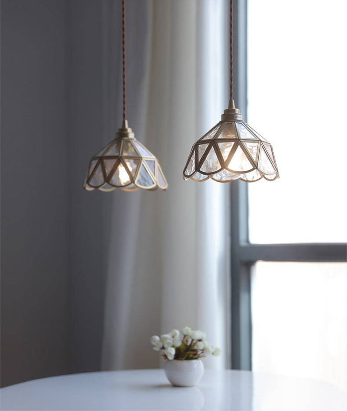 Lampada a Sospensione in Vetro e Ottone