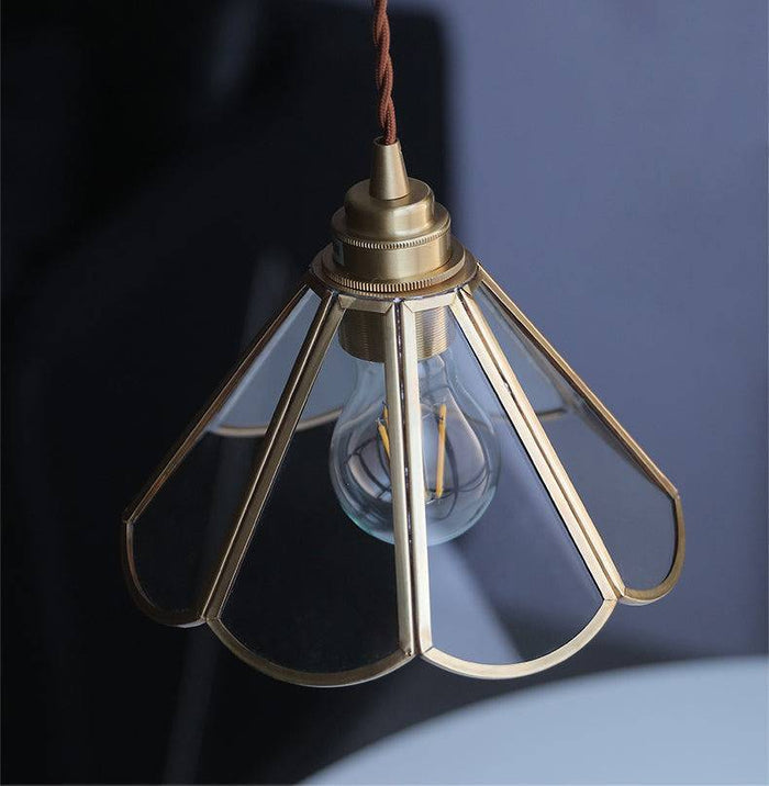 Lampada a Sospensione in Vetro e Ottone