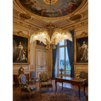 Lampadario in Cristallo con Foglia di Palma in Ottone