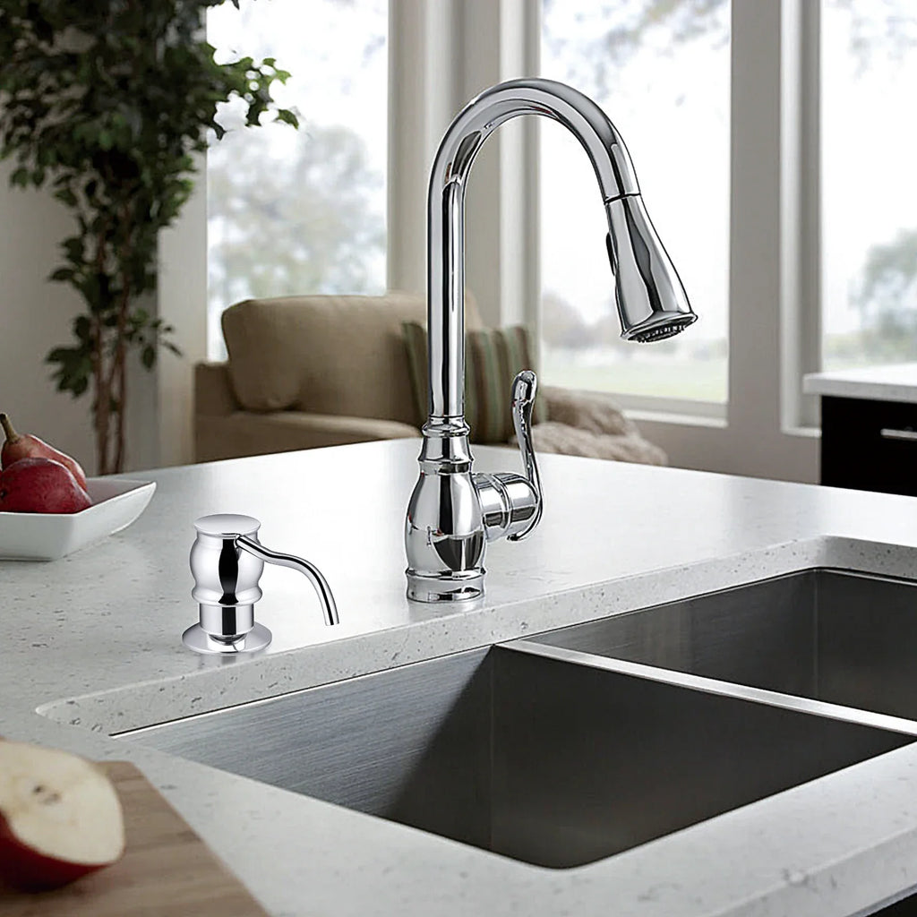 Dispenser per Sapone Liquido con Pompa in Ottone con Bottiglia per Lavello da Cucina