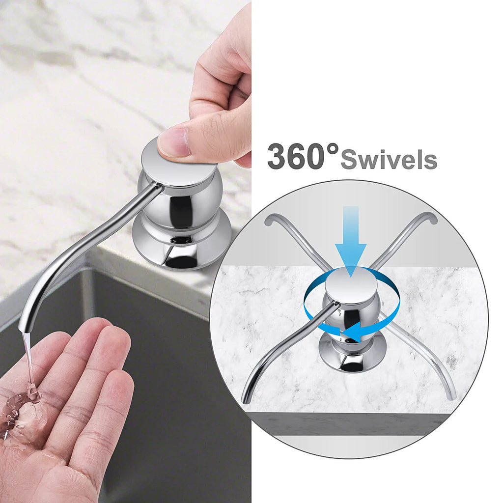 Dispenser per Sapone Liquido con Pompa in Ottone con Bottiglia per Lavello da Cucina