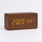 Orologio LED in Legno con Controllo Vocale Sveglia Digitale Moderna Design Minimalista