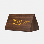 Orologio LED in Legno con Controllo Vocale Sveglia Digitale Moderna Design Minimalista