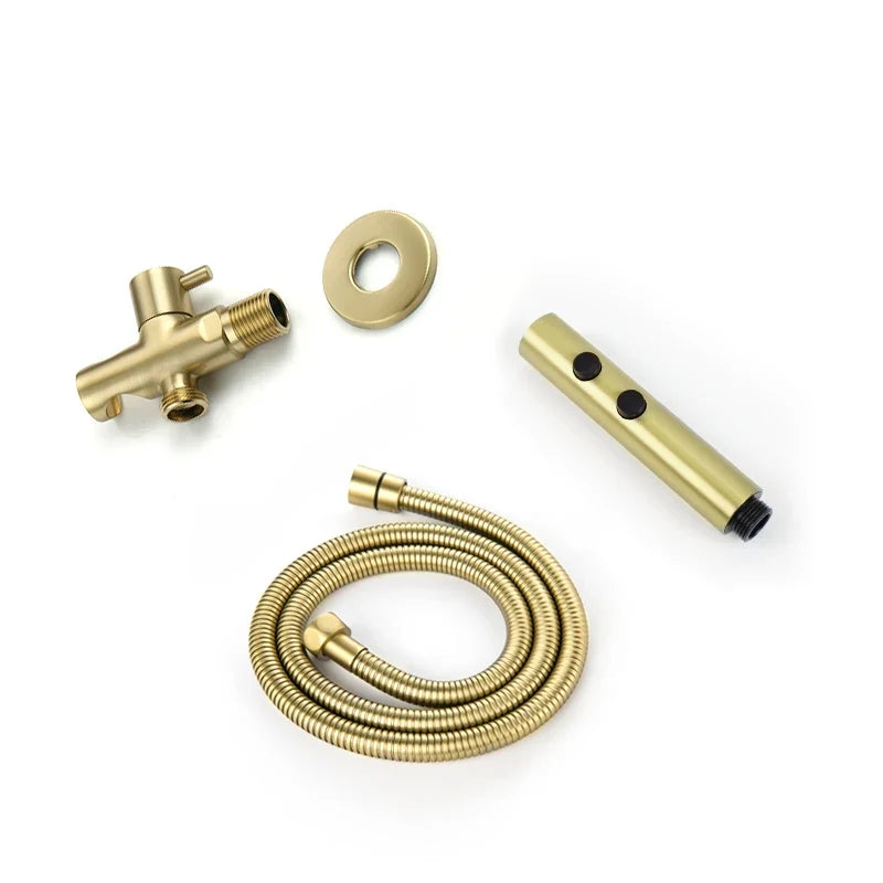 Spruzzatore per Bidet in Oro Spazzolato per Pulizia del WC con Corpo in Ottone