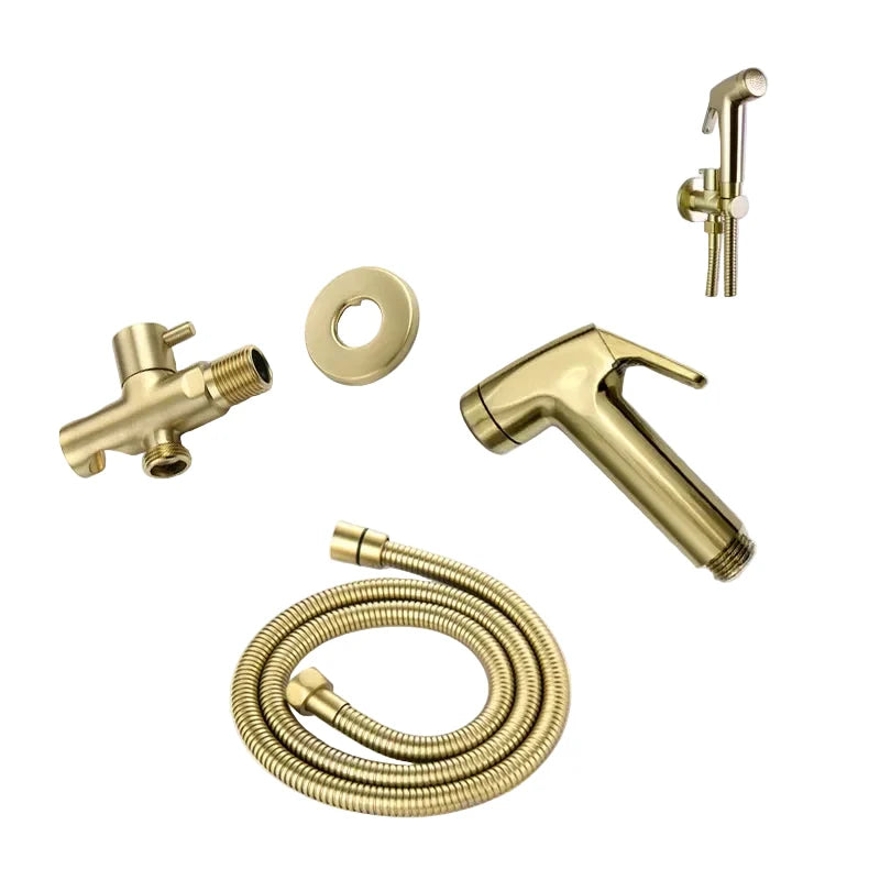 Spruzzatore per Bidet in Oro Spazzolato per Pulizia del WC con Corpo in Ottone