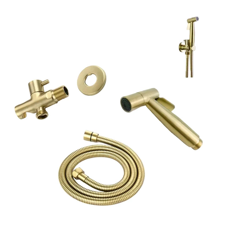Spruzzatore per Bidet in Oro Spazzolato per Pulizia del WC con Corpo in Ottone