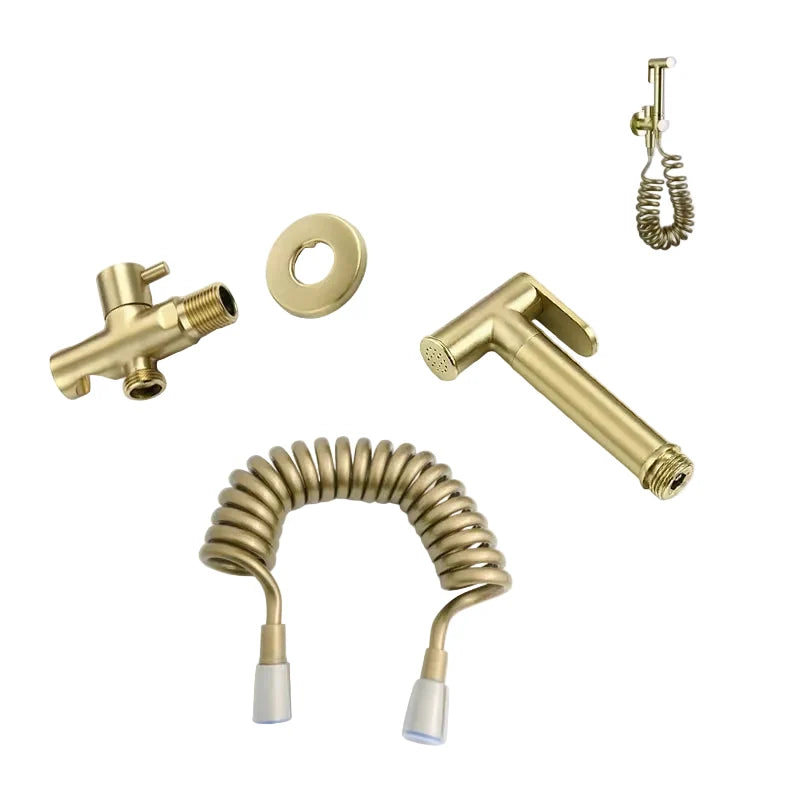 Spruzzatore per Bidet in Oro Spazzolato per Pulizia del WC con Corpo in Ottone
