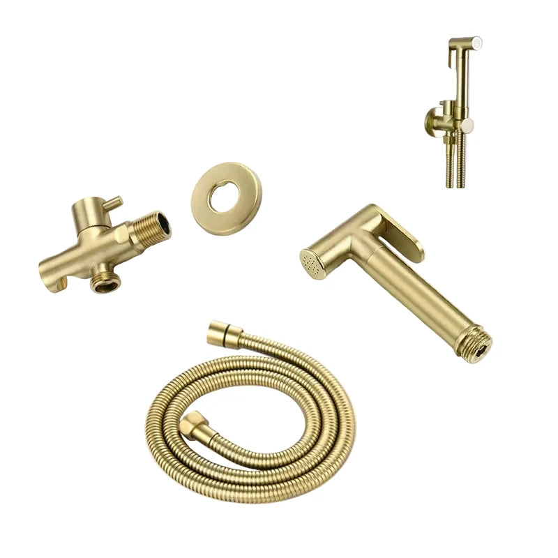 Spruzzatore per Bidet in Oro Spazzolato per Pulizia del WC con Corpo in Ottone