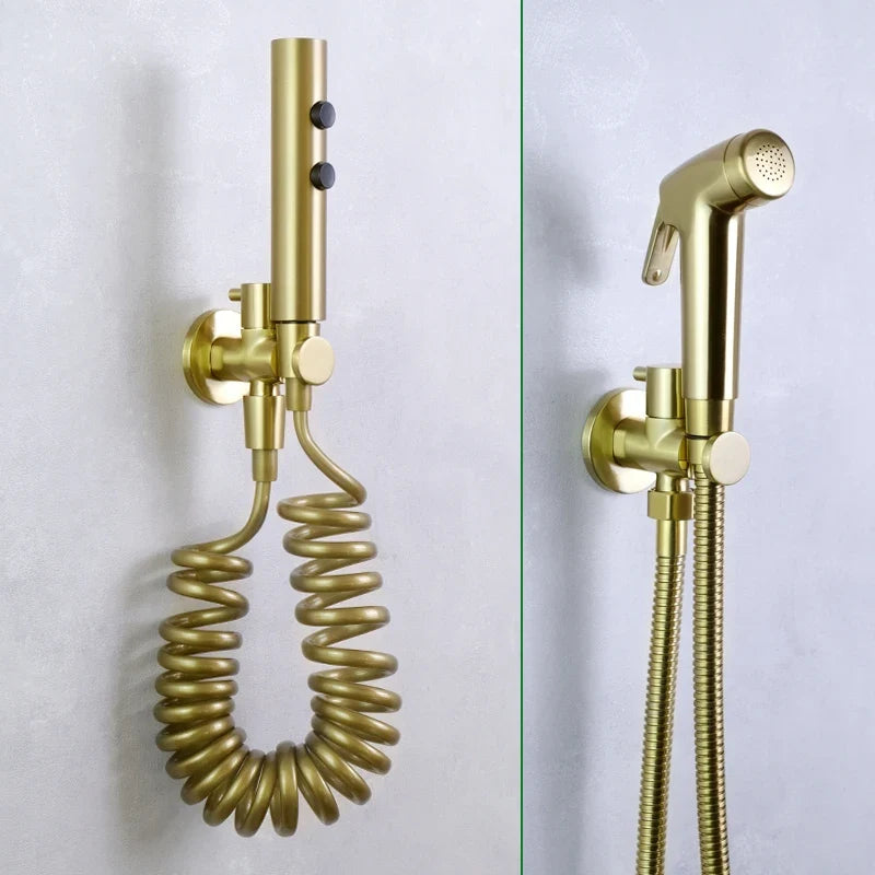 Spruzzatore per Bidet in Oro Spazzolato per Pulizia del WC con Corpo in Ottone