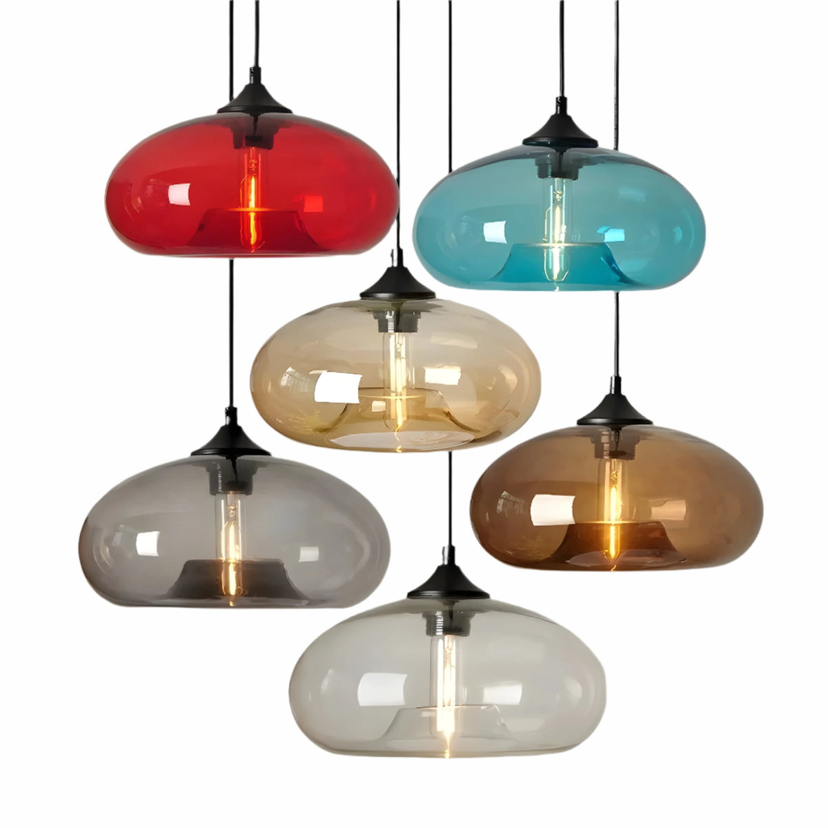 Lampada a sospensione in vetro colorato – Illuminazione nordica moderna per ambienti accoglienti
