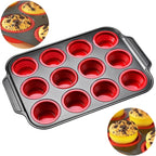 Stampo per Muffin in Silicone con Struttura Metallica Robusta – Stampo Flessibile per Muffin e Cupcake