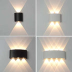 Lampada da parete esterna rettangolare moderna in metallo Tronix, Nero/Bianco, effetto onda d'acqua