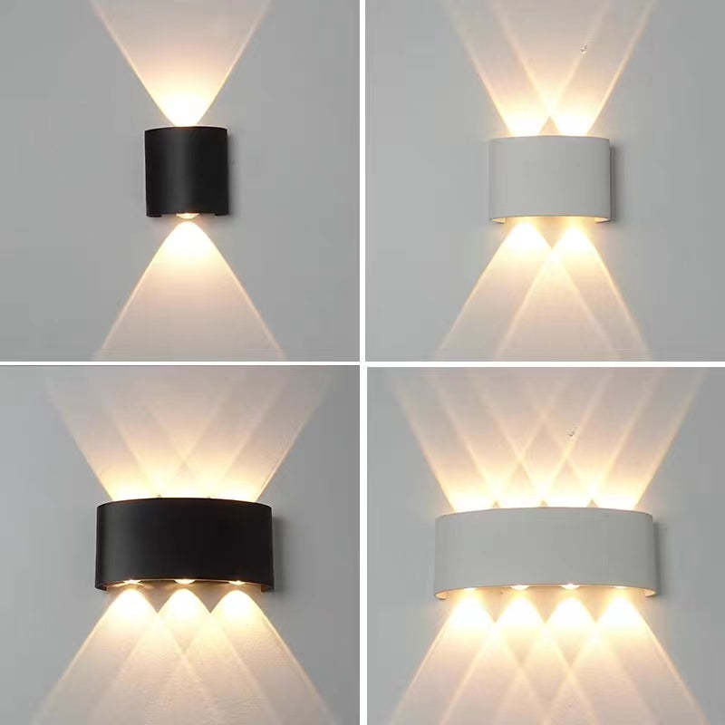 Lampada da parete esterna rettangolare moderna in metallo Tronix, Nero/Bianco, effetto onda d'acqua