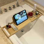 BambooLux - Vassoio per vasca da bagno estensibile per un relax simile a una spa