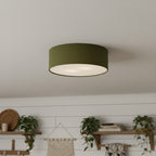 Lampada da soffitto a tamburo in lino per camera moderna
