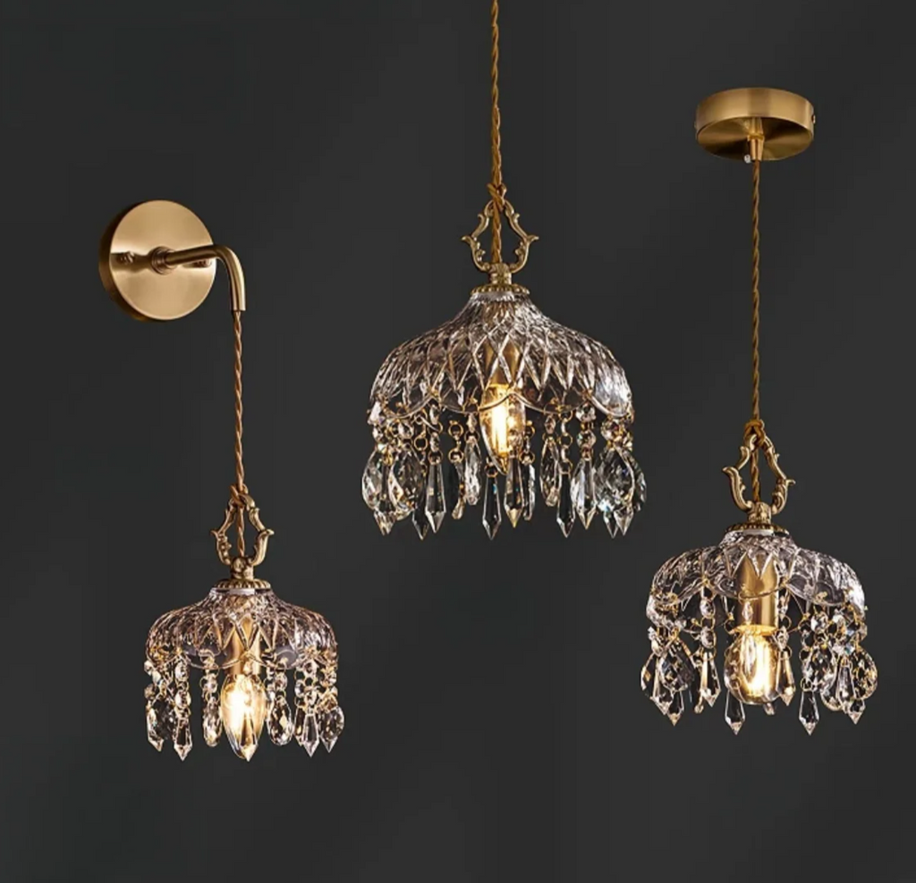 Lampada a sospensione in vetro retro francese