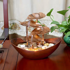 AquaAura - Fontana da Tavolo con Luce LED Realizzata con Foglie Rilassanti