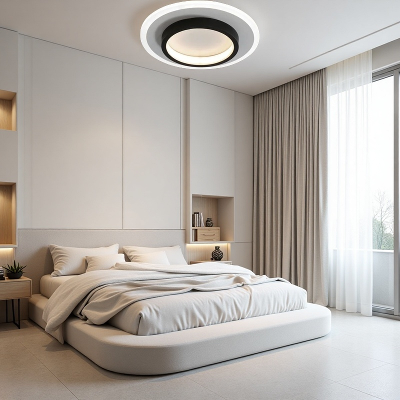 Lampada da soffitto moderna rotonda in metallo e acrilico