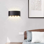 Lampada da parete esterna rettangolare moderna in metallo Tronix, Nero/Bianco, effetto onda d'acqua