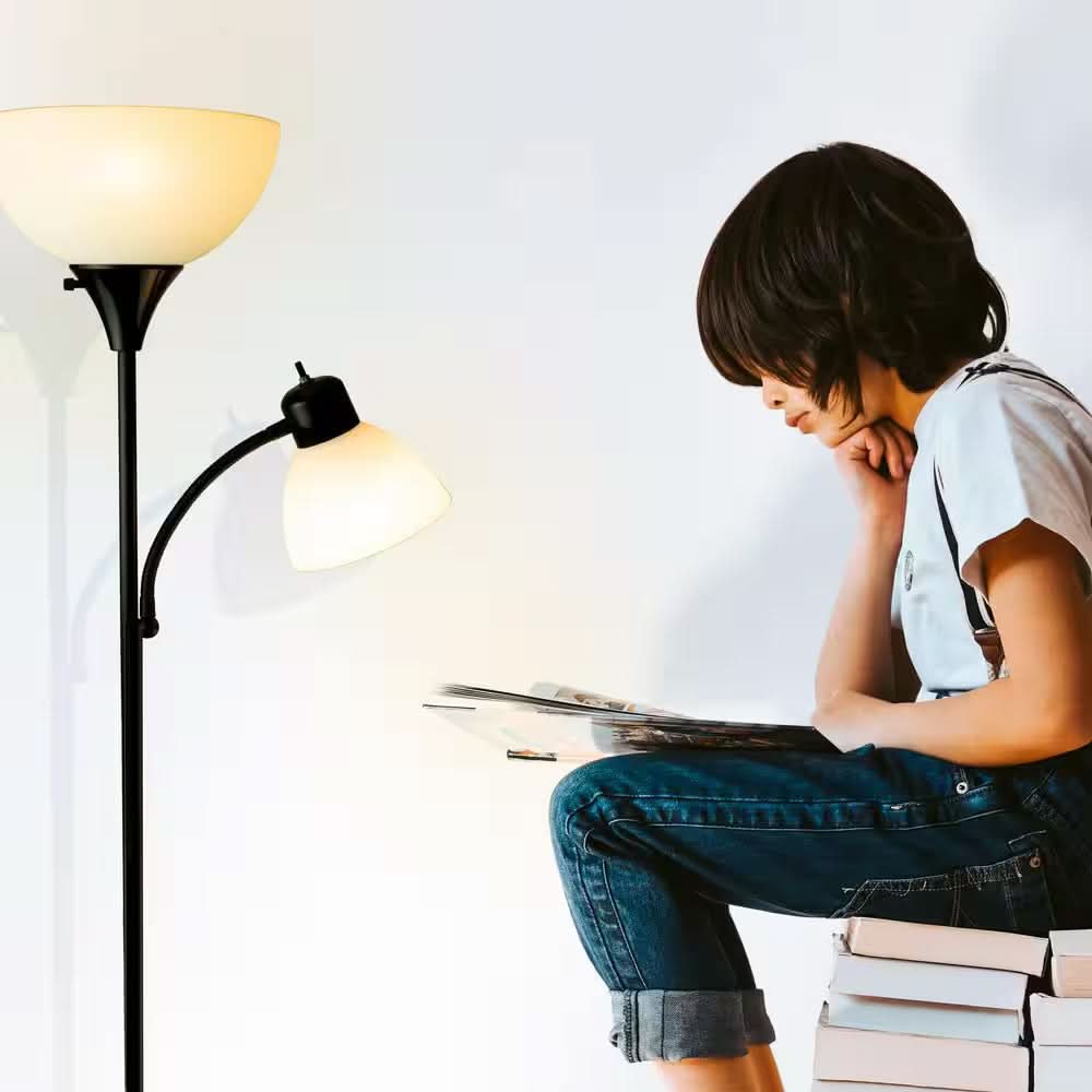 Lampada da Terra LED con Due Fonti di Luce – Lampada da Terra con Luce di Lettura