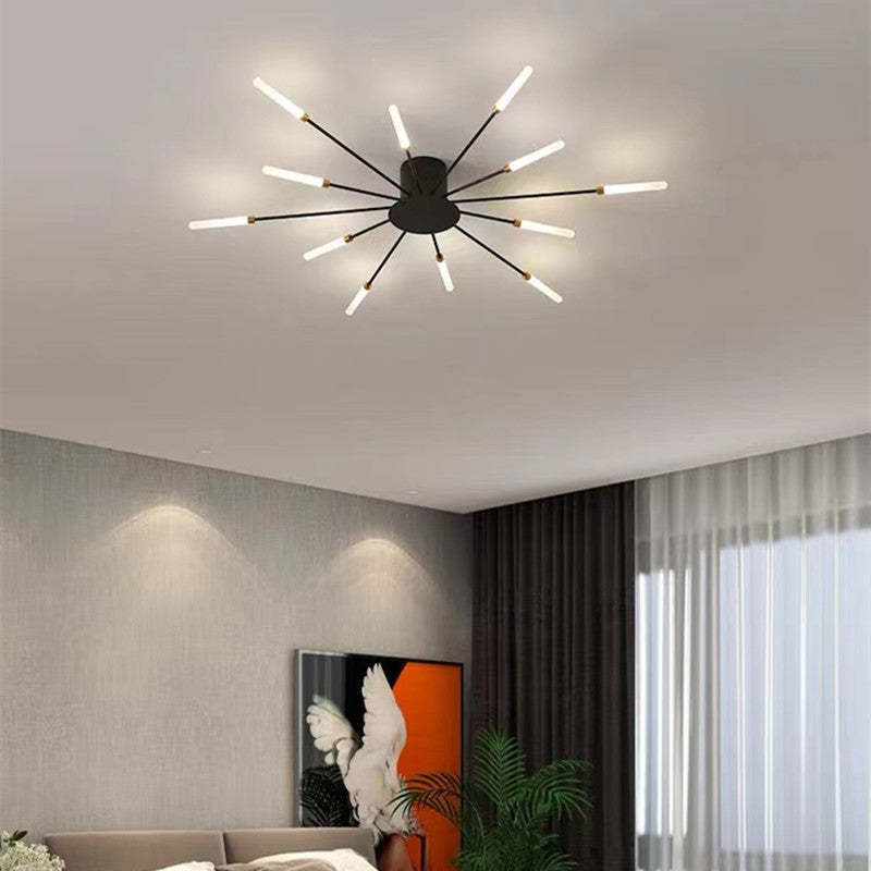 Wesley Flush-Mount Ceiling Light Fuochi d'Artificio, Nero/Oro