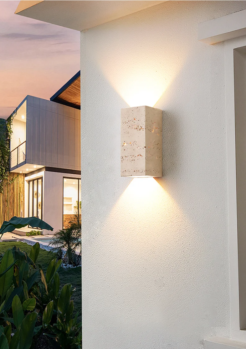 StoneBloc Lampada da Parete Esterna – Lampada da Parete in Aspetto Pietra Naturale per Giardino, Corridoio & Bagno