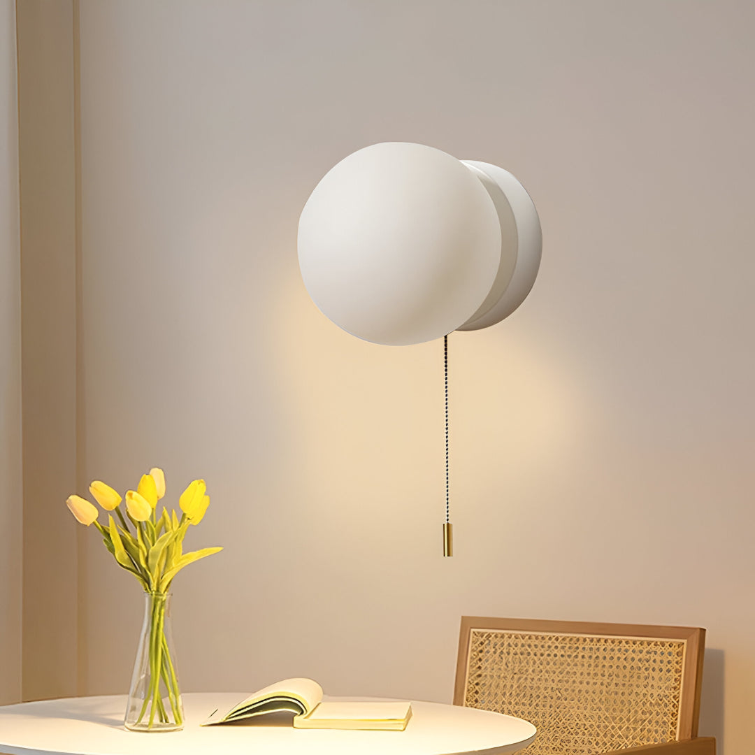 Applique da Parete a Globo di Vetro Minimalista Nordic LED 1 Luce con Corda di Trazione