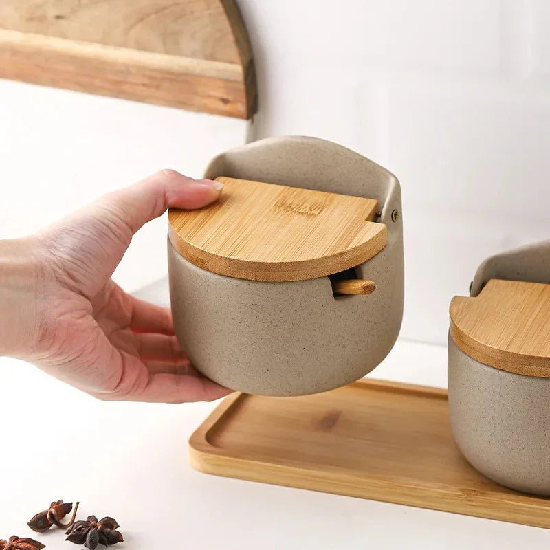 Set di Barattoli in Ceramica per Condimenti di Napoli