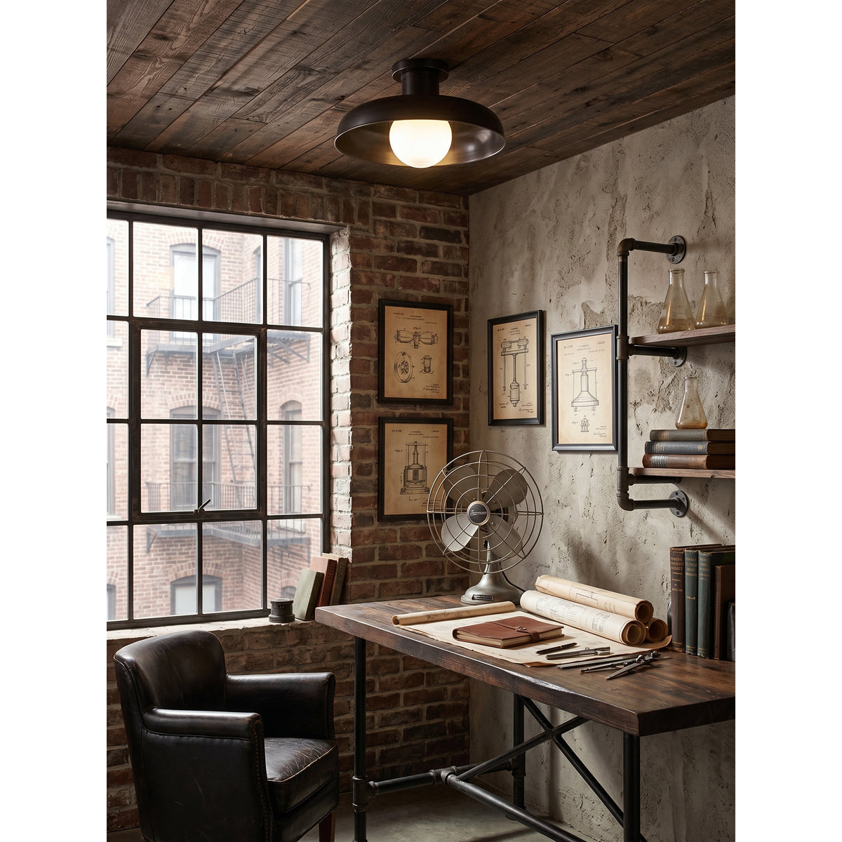 Lampada da soffitto semi flush Cadence in vetro