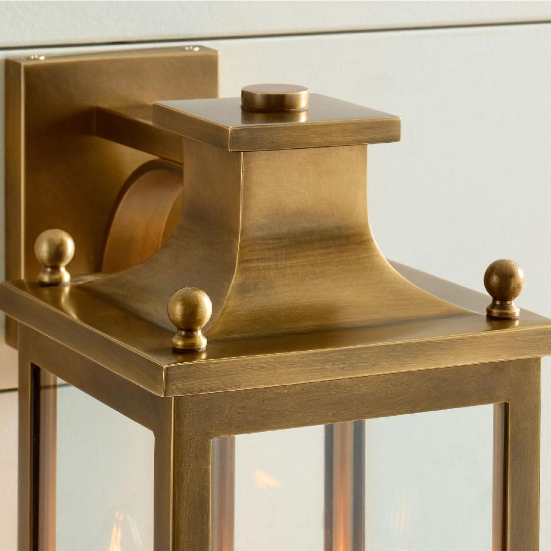 Lampada da Parete da Esterno in Ottone e Vetro