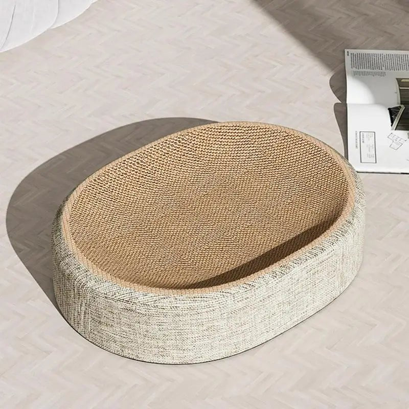 CATLOOM – Letto Ovale in Sisal per Gatti con Superficie Resistente per Graffiare e Riposo Morbido