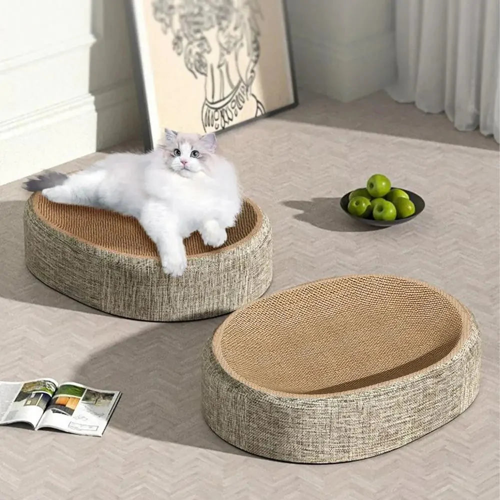 CATLOOM – Letto Ovale in Sisal per Gatti con Superficie Resistente per Graffiare e Riposo Morbido