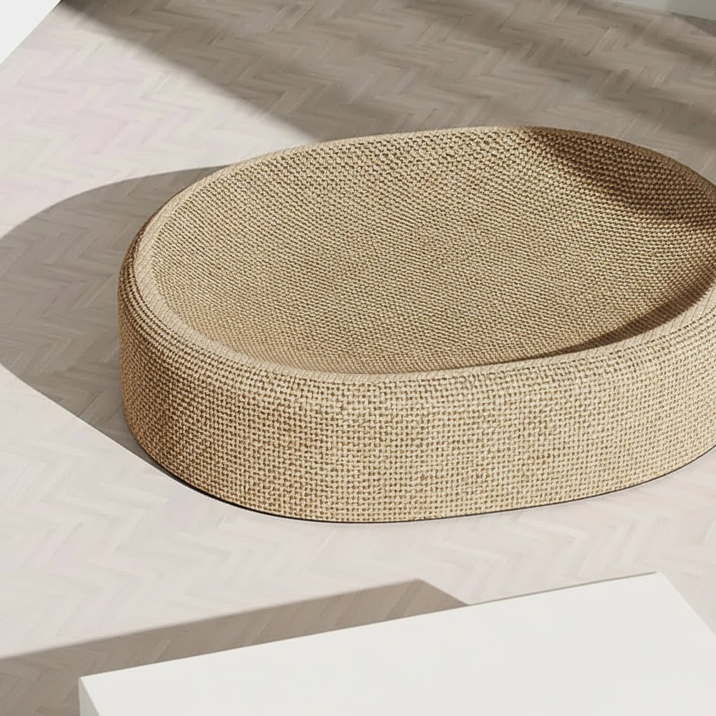 CATLOOM – Letto Ovale in Sisal per Gatti con Superficie Resistente per Graffiare e Riposo Morbido