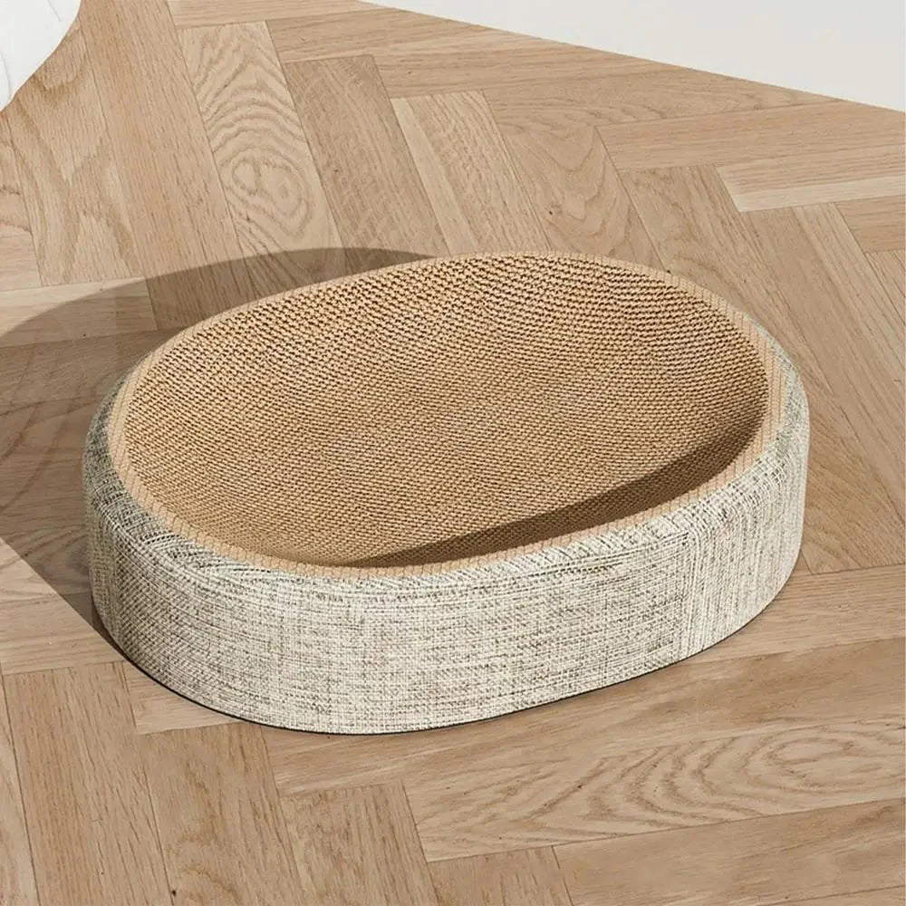 CATLOOM – Letto Ovale in Sisal per Gatti con Superficie Resistente per Graffiare e Riposo Morbido