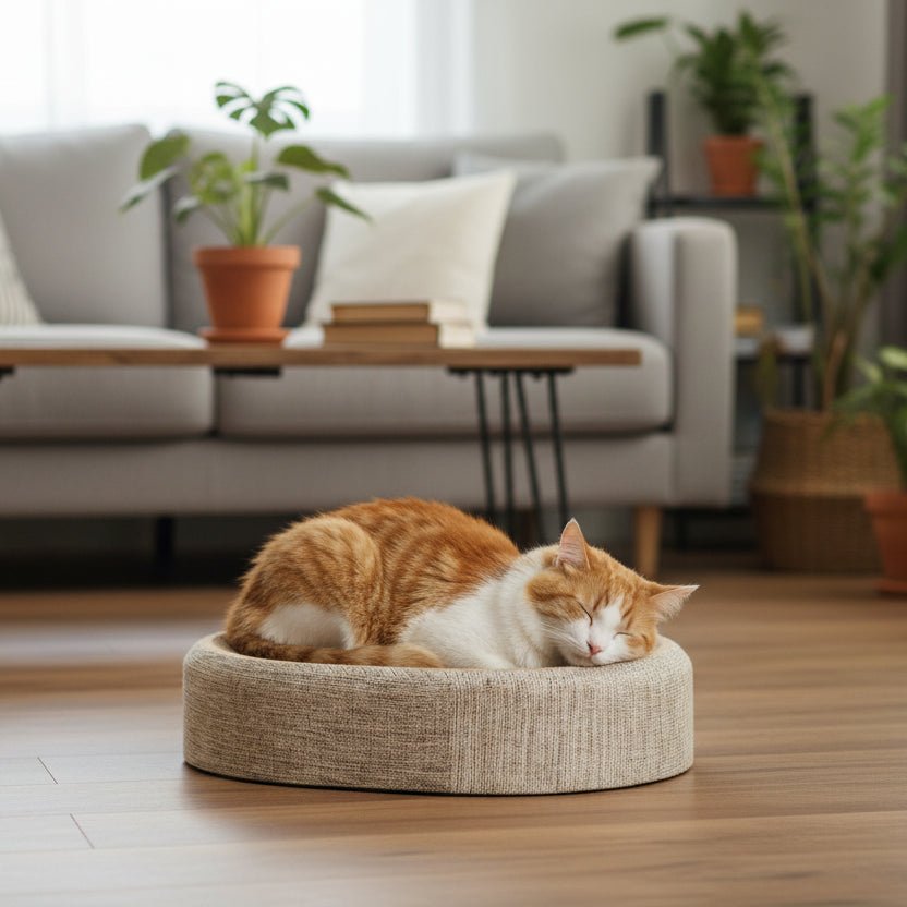CATLOOM – Letto Ovale in Sisal per Gatti con Superficie Resistente per Graffiare e Riposo Morbido