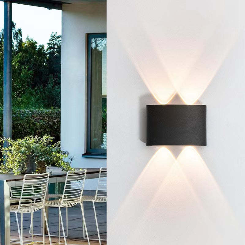 Lampada da parete esterna rettangolare moderna in metallo Tronix, Nero/Bianco, effetto onda d'acqua