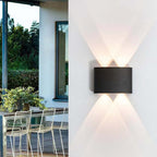 Lampada da parete esterna rettangolare moderna in metallo Tronix, Nero/Bianco, effetto onda d'acqua