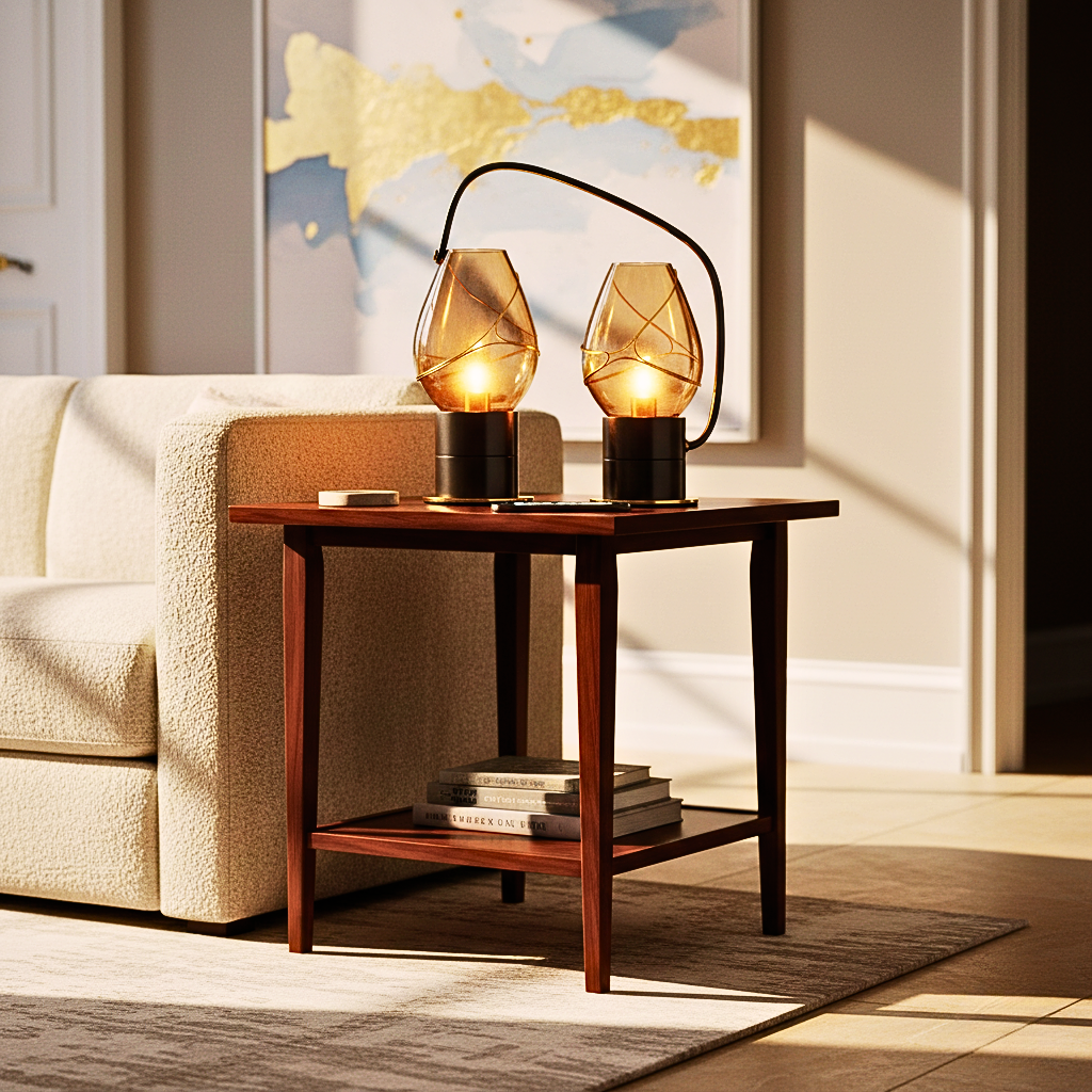 Lampada da Tavolo Scultorea Twin in Vetro