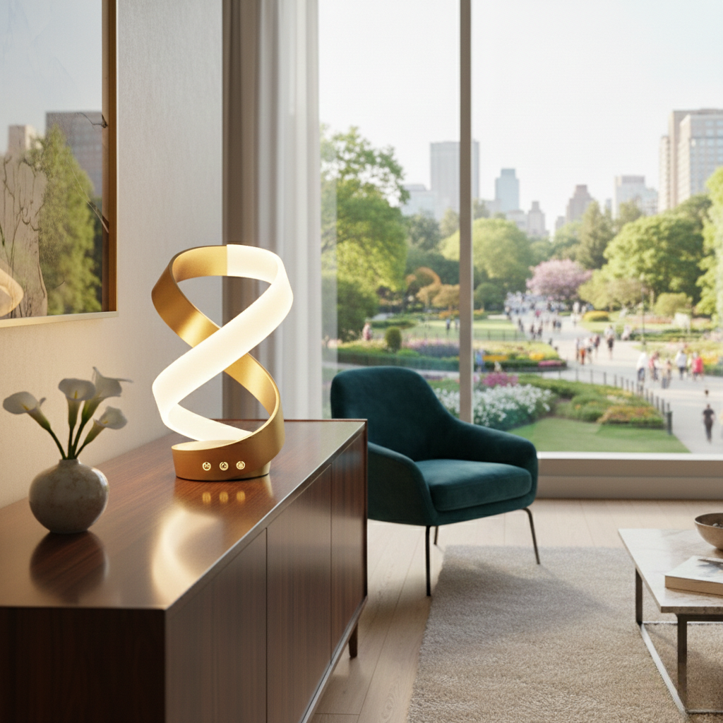 LuminaHelix Minimalist Sculptural LED Desk Lamp