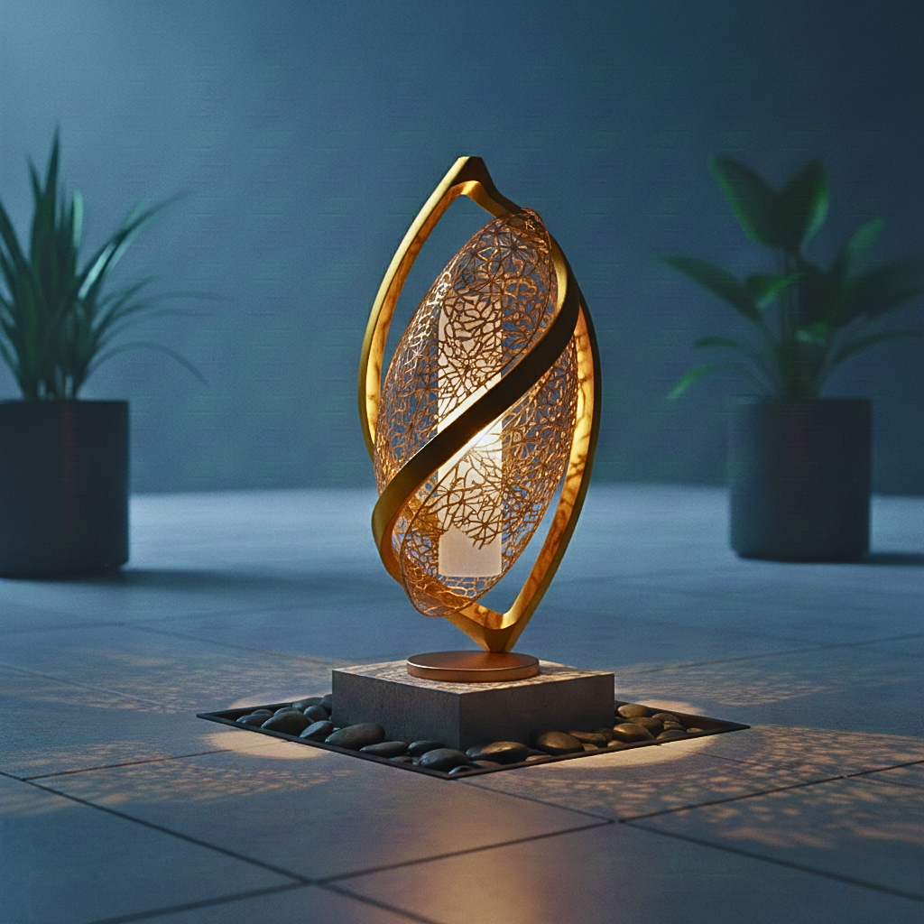 Lumira Helix: Lampada da Terra Moderna in Metallo per Esterni