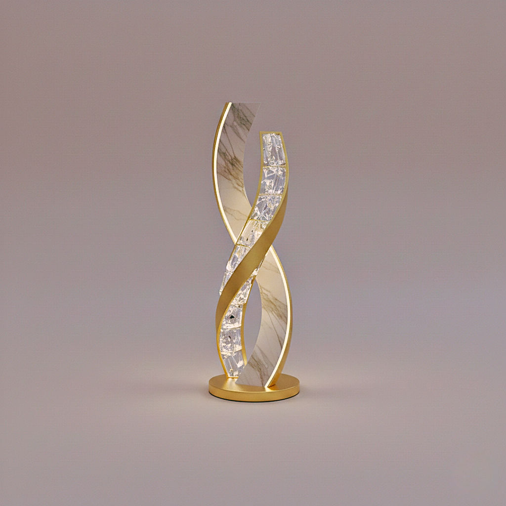 Statua da Pavimento in Cristallo e Metallo Ispirata all'Art Deco