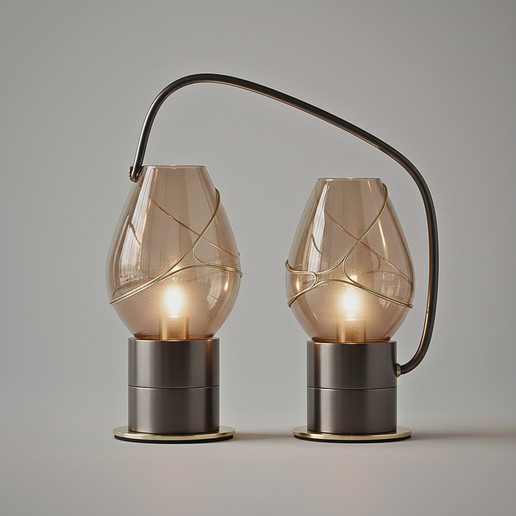 Lampada da Tavolo Scultorea Twin in Vetro