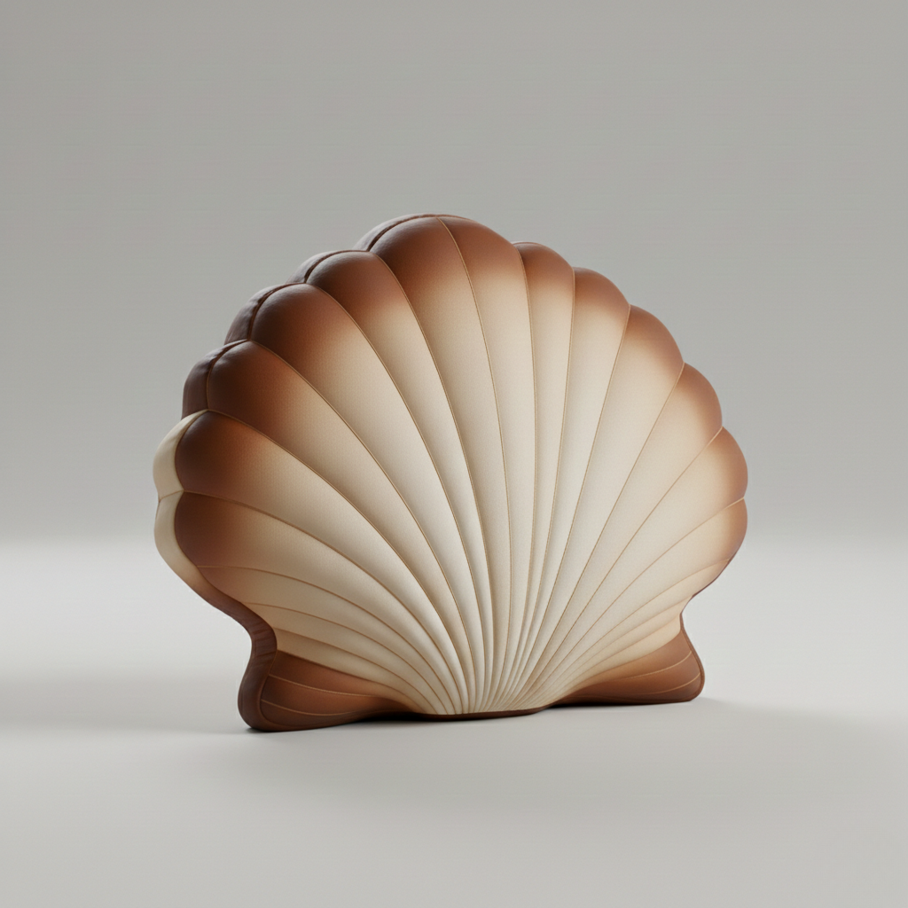 Cuscino Decorativo a Forma di Conchiglia Pieghettata