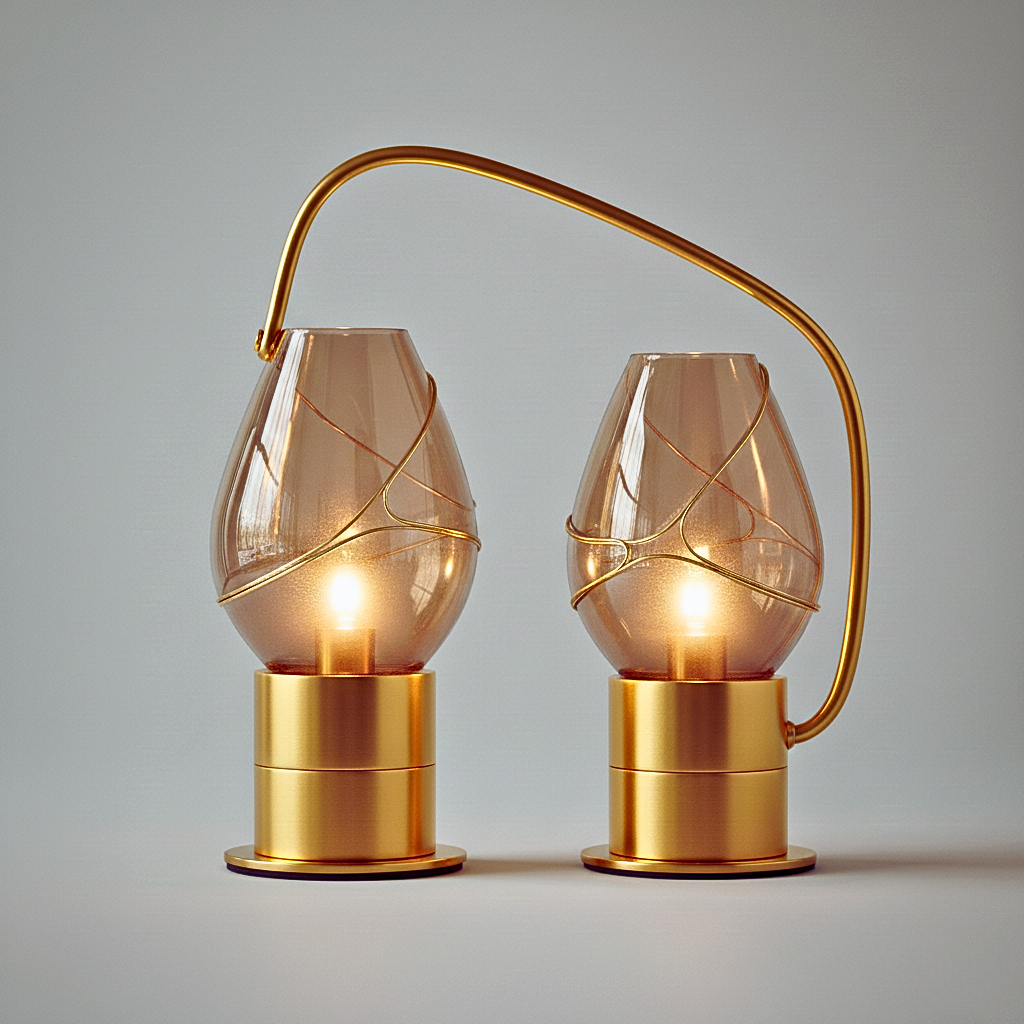 Lampada da Tavolo Scultorea Twin in Vetro