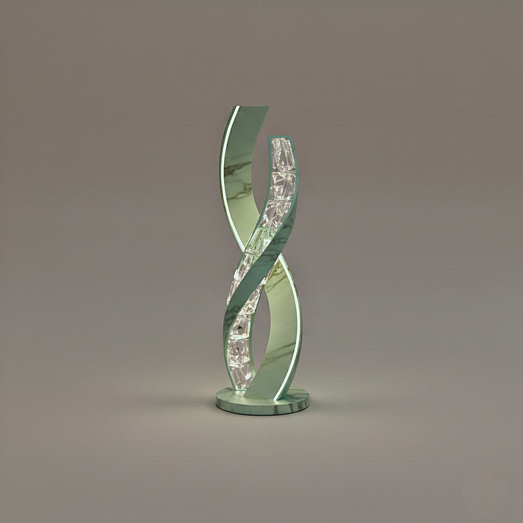 Statua da Pavimento in Cristallo e Metallo Ispirata all'Art Deco