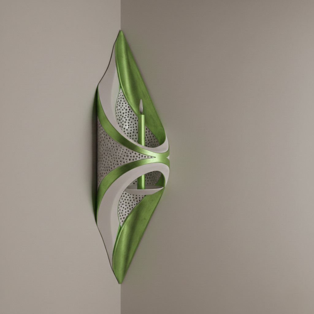 Portacandele Angolare Scultoreo Intagliato a Mano