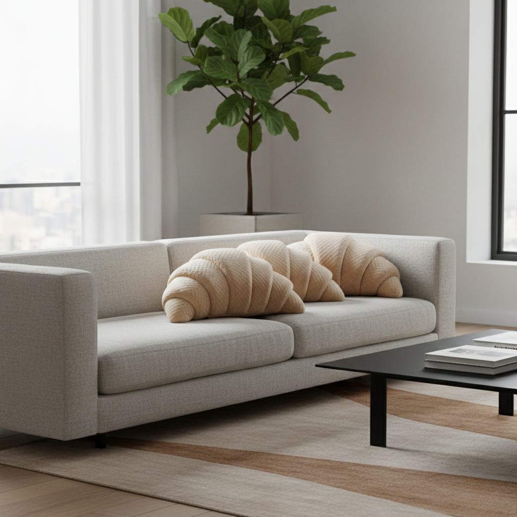 Cuscino Sculpturale a Forma di Croissant