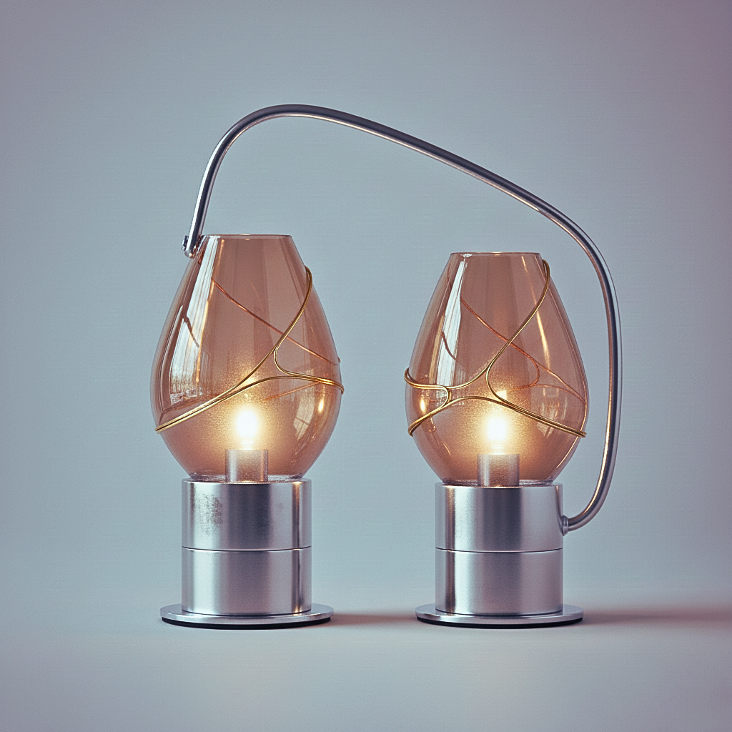 Lampada da Tavolo Scultorea Twin in Vetro