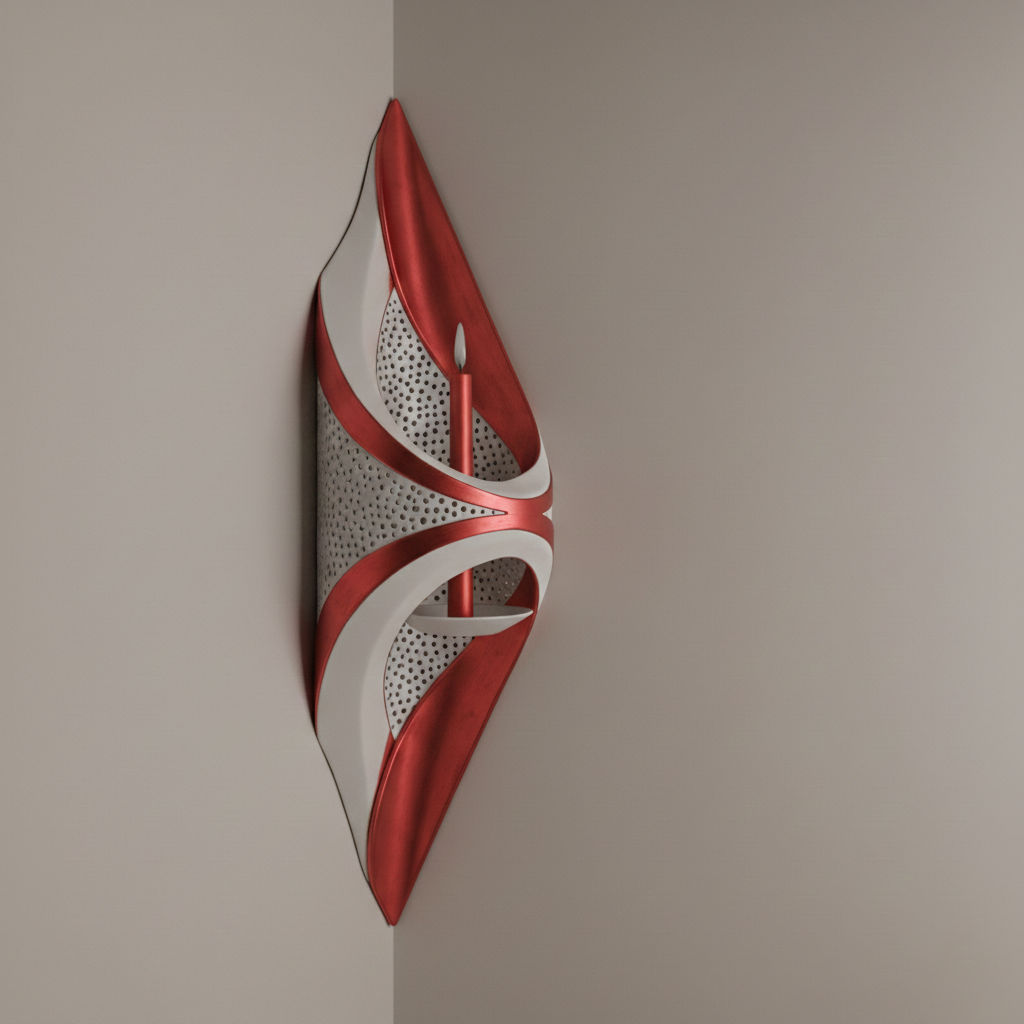 Portacandele Angolare Scultoreo Intagliato a Mano