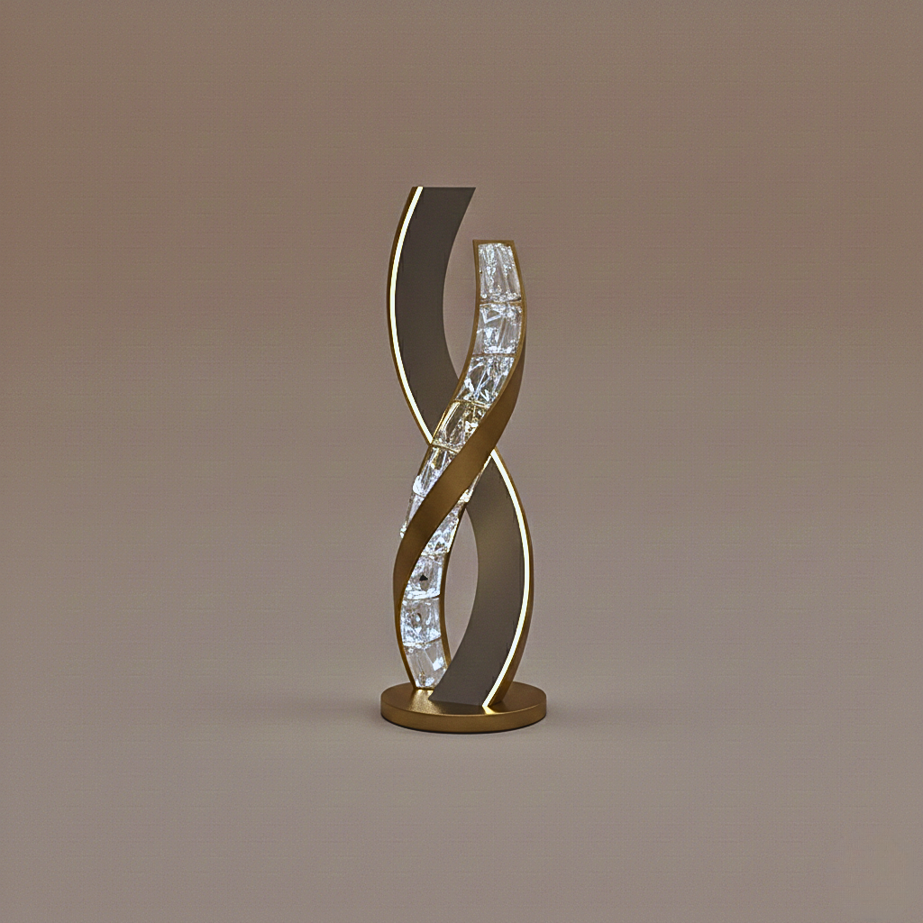 Statua da Pavimento in Cristallo e Metallo Ispirata all'Art Deco